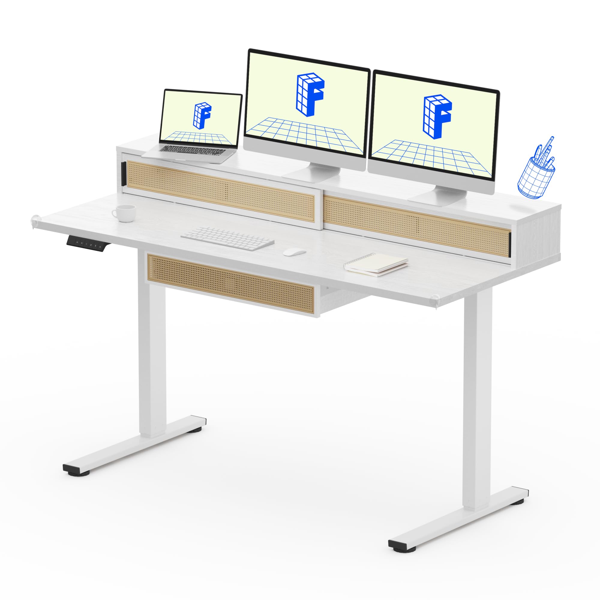 Amazon.com: FLEXISPOT Q4 One-Piece Standing Desk with Rattan